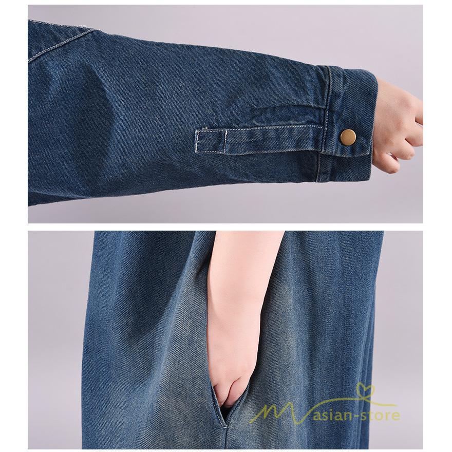 ジャケット レディース 秋物 シャツワンピース ロング丈 デニム