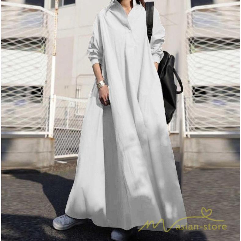 シャツワンピ ワンピース レディース 春 ロングワンピース シャツ