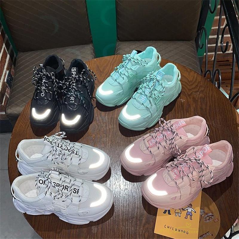 レディースシューズ スニーカー 厚底 ダッドスニーカー 光反射 靴 メッシュ 通気性 ウォーキング 歩きやすい スポーツ 運動 耐久 人気 ファッション カジュアル Yzjtz125 アジアンストア 通販 Yahoo ショッピング