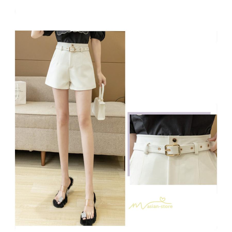 ショートパンツ レディース ワイドパンツ チノパン ズボン ボトムス シンプル 大人 Aライン 無地 可愛い 韓国ファッション ウエストベルト付き 春 夏コーデ Yzxbs アジアンストア 通販 Yahoo ショッピング