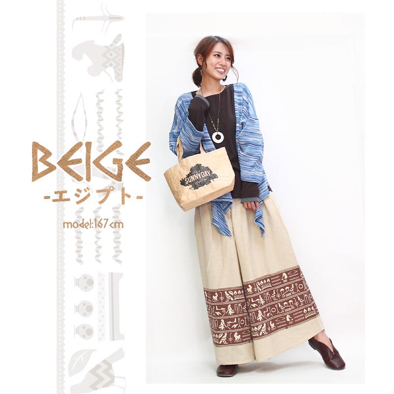SPT エスニック パンツ レディース SPT壁画風プリントワイド SPT エスニック パンツ レディース SPT壁画風プリントワイド