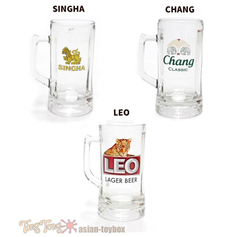 エスニック雑貨 グラス タイビールロゴビアジョッキ SINGHA Chang LEO