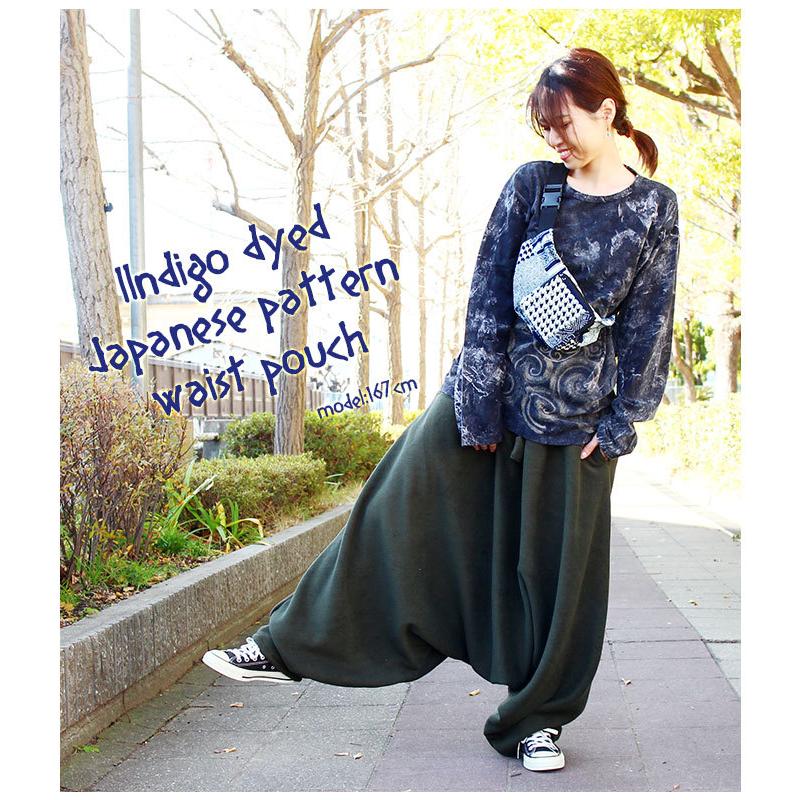 ボディバッグ エスニック レディース 高品質の激安 メンズ 藍染風和柄ウエストポーチ ゆうパケットok ユニセックス