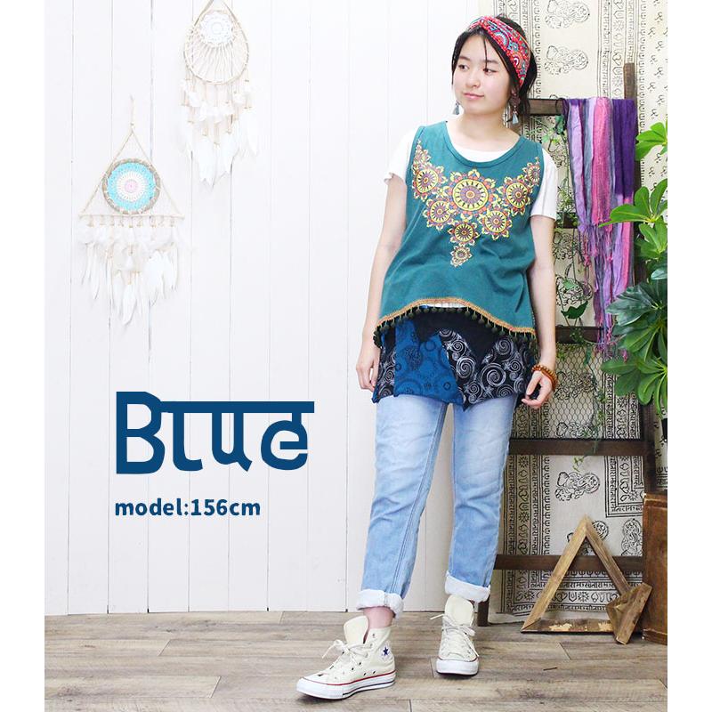 巻きスカート レイヤード レディース エスニックプリント ギザギザ