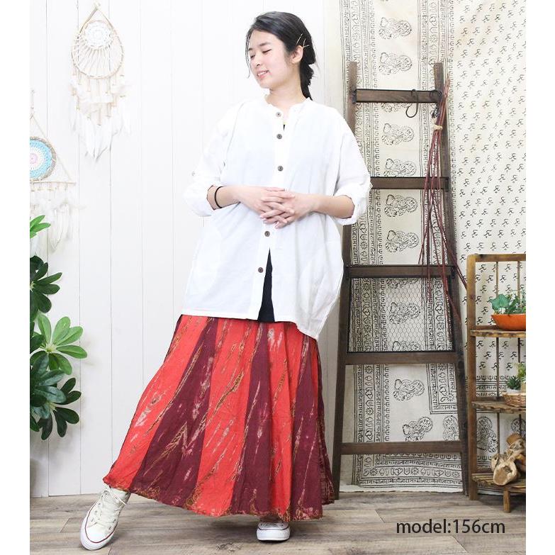 エスニック スカート マキシ丈 フレア ロング ！ さらさら レーヨン