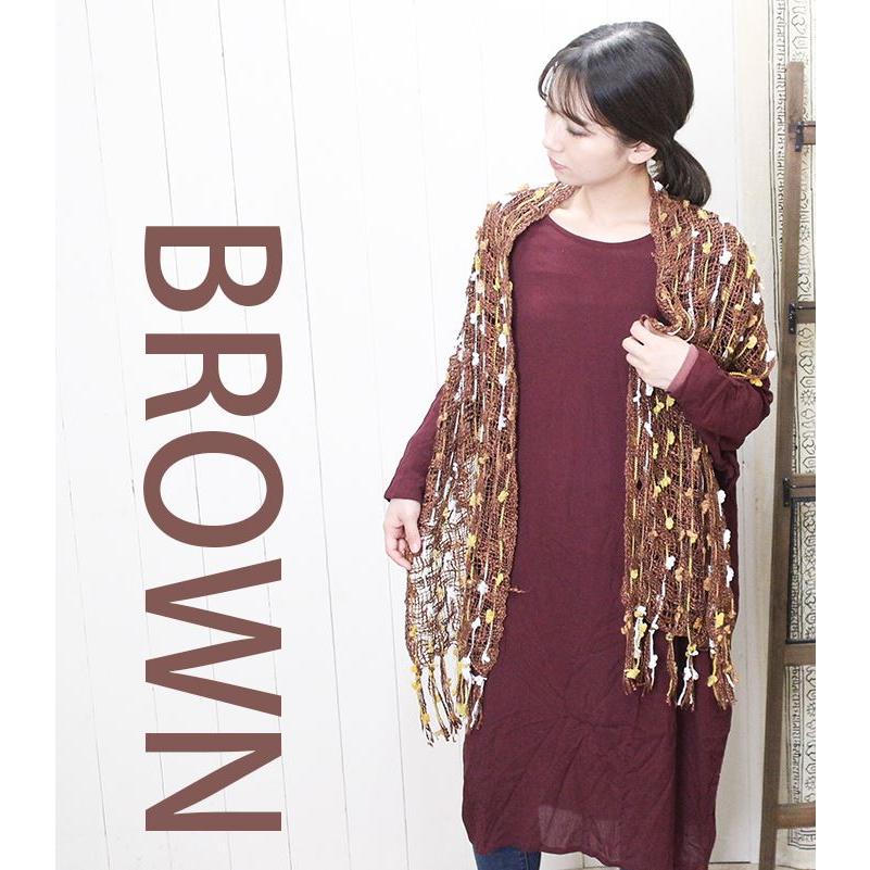 マフラー スカーフ メッシュ ニット ！ ざっくりメッシュ ポンポン