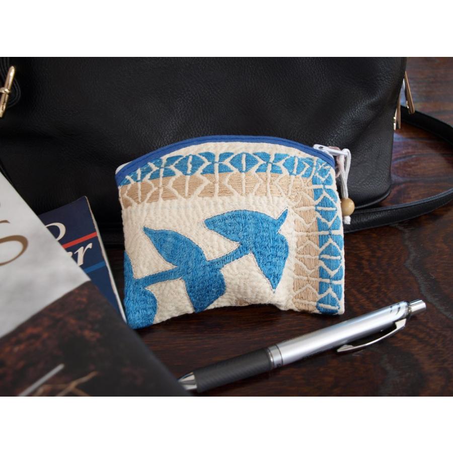 ノクシカタ　ポーチ ノクシカタ刺繍コットンポーチ ブルー系 : アジアん雑貨屋 - 通販