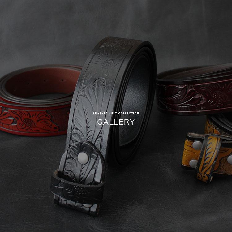 ベルト メンズ 牛革 カービングベルト ベルトのみ メンズベルト ネジ