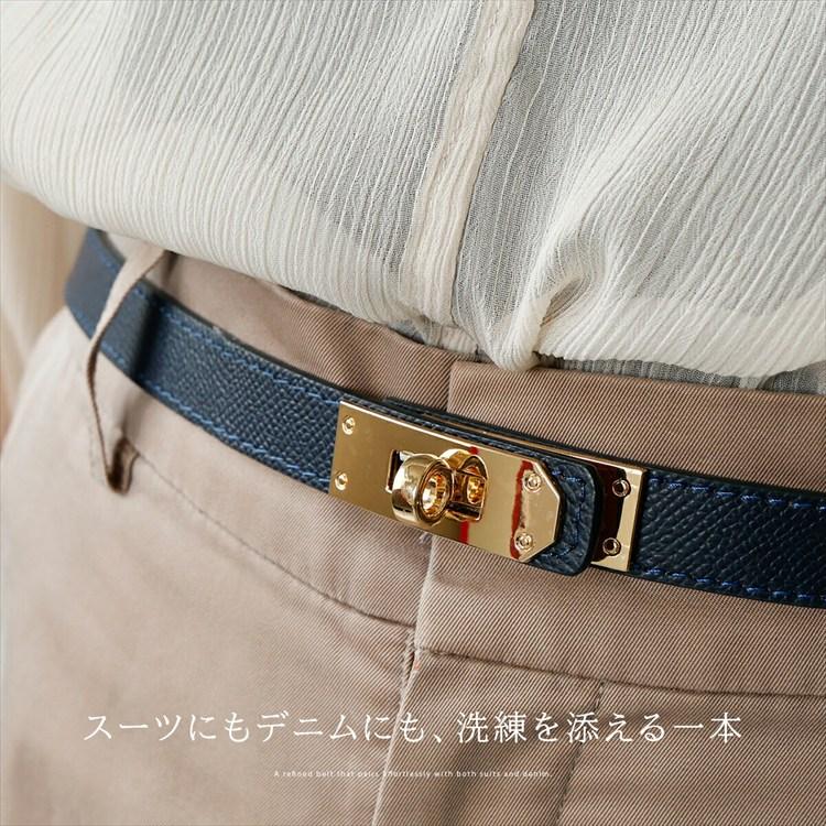レザーベルト レディース 本革 バックル 細目 おしゃれ シンプル 長さ