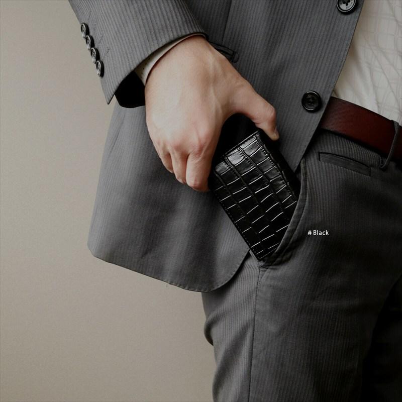 名刺入れ メンズ カードケース 本革 レザー 型押しクロコ クロコダイル