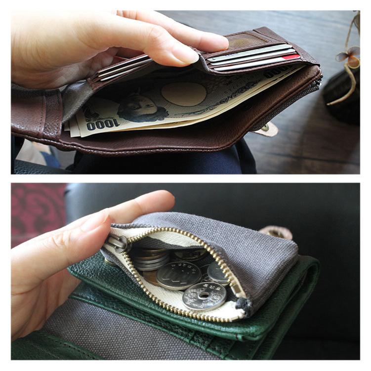 財布 メンズ レディース 三つ折り 本革 レザー 帆布 小さめ 財布 メンズ レディース 三つ折り 本革 レザー 帆布 小さめ