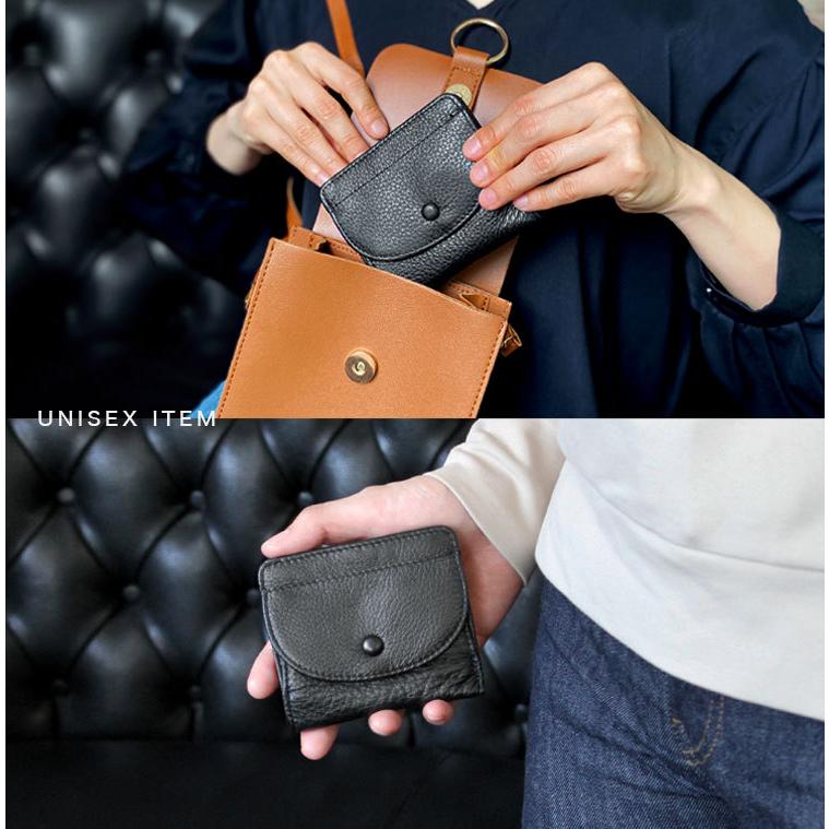 財布 メンズ 二つ折り 本革 レザー ミニ財布 シュリンクレザー