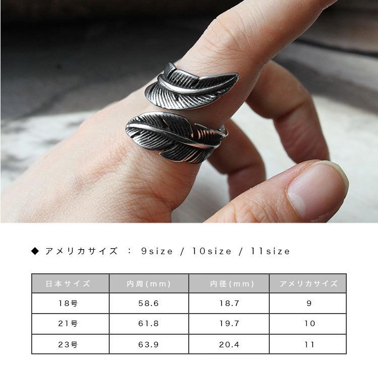 リング メンズ ステンレス サージカルステンレス 指輪 フェザー 羽根