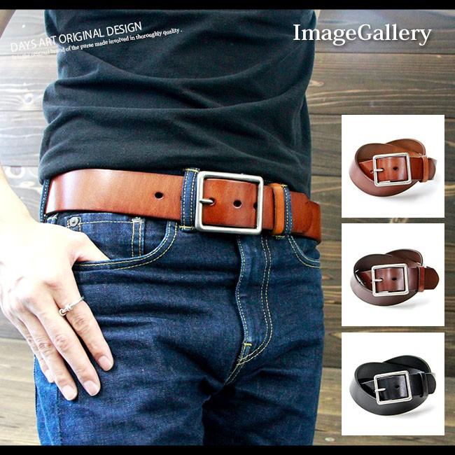 ベルト メンズ カジュアル 本革 大きいサイズ ロング レザー スクエア