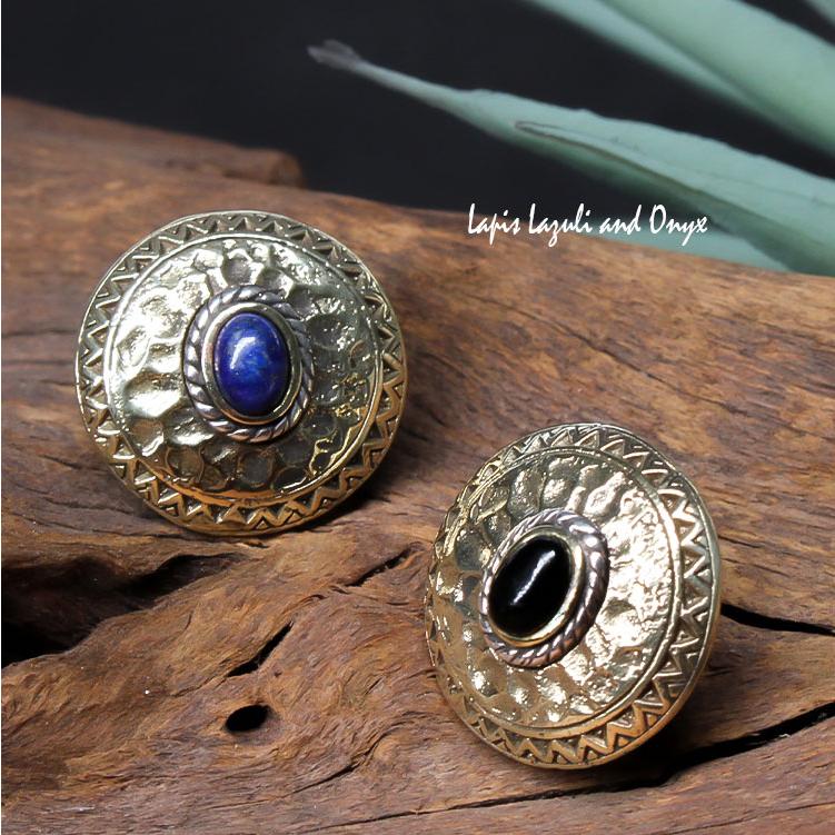 天然石 コンチョ シルバー925 オニキス サファイア コンチョ シルバー925製 天然オニキス石使用 ネジ式 パーツ : 革財布