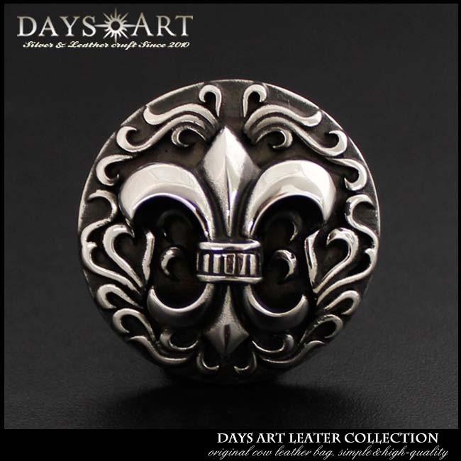 コンチョ ホワイトメタル ネジ式 パーツ ボタン カスタム 百合の紋章