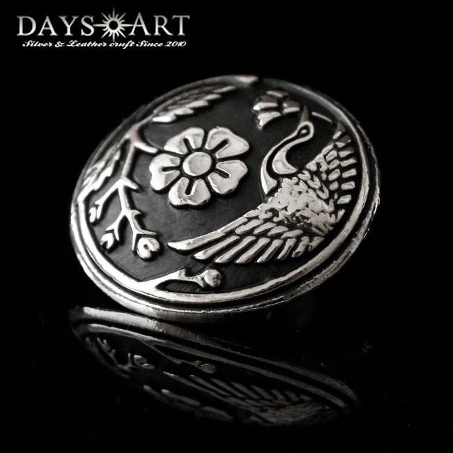 コンチョ メタル 合金 ネジ式 パーツ ボタン カスタム 和柄 鶴 桜