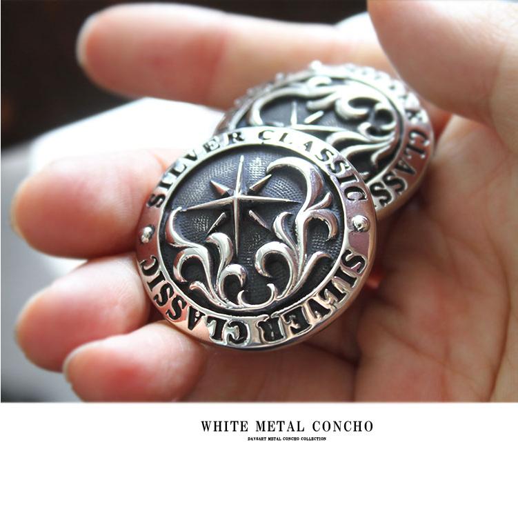 コンチョ ボタン ネジ式 ホワイトメタル製 太陽神 サンシンボル