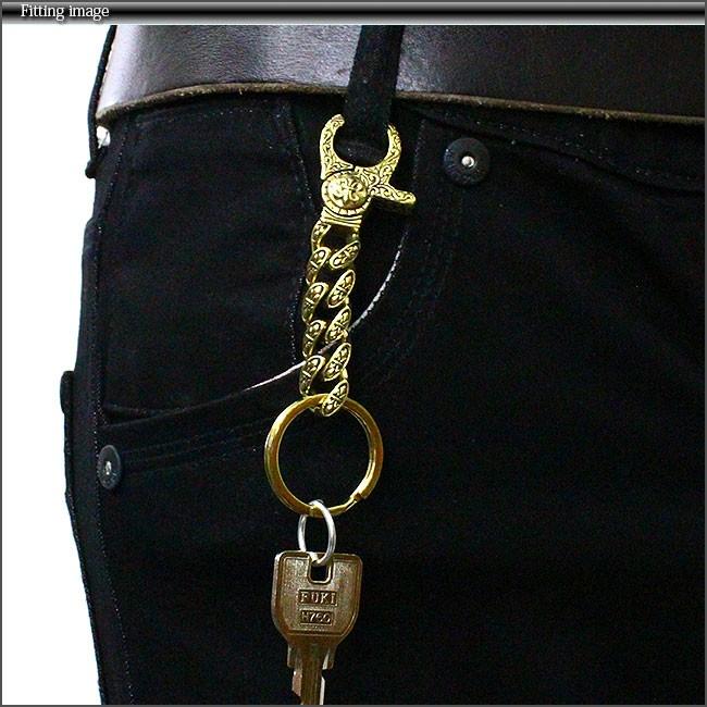 キーチェーン ブラス 真鍮 アラベスク彫刻ナスカン ゴールド