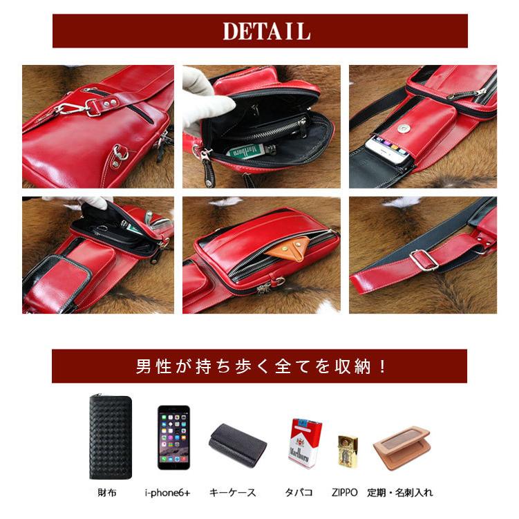 8*5様 vanson レザー ボディバッグ レッド 正規取扱店 VANSON (バンソン) THREE WOOD別注 9SBB FUNNY PACK レザー