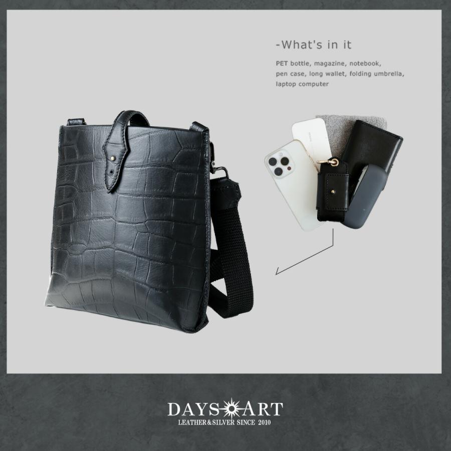 ショルダーバッグ 本革 クロコ型押し レザーバッグ メンズバッグ
