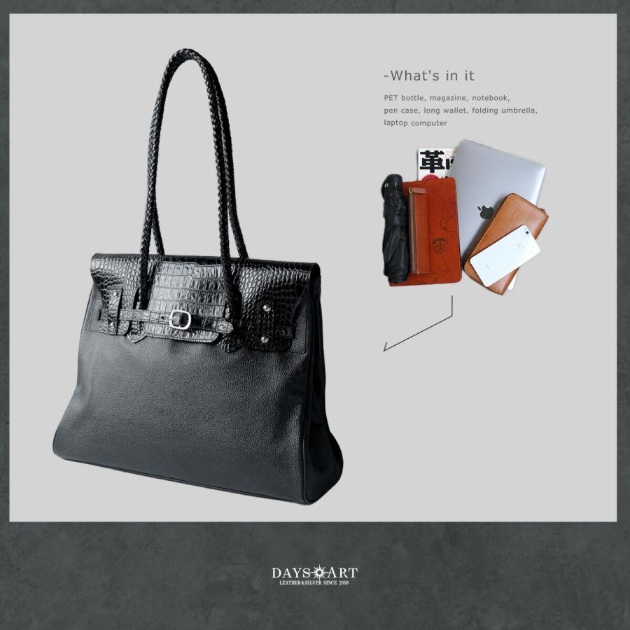 トートバッグ ハンドバッグ メンズ クロコダイル型押し レザーバッグ