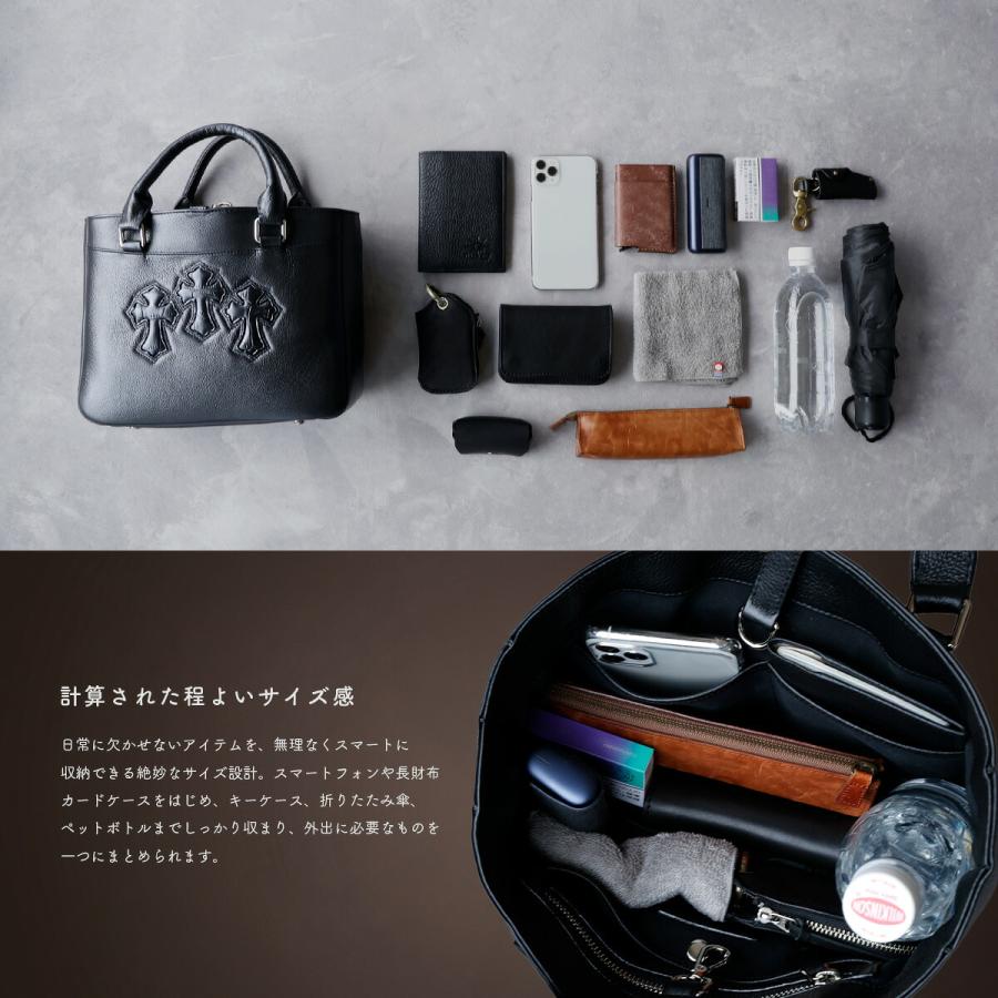 トートバッグ メンズ 本革 レザー クロス ゴシック ショルダーバッグ