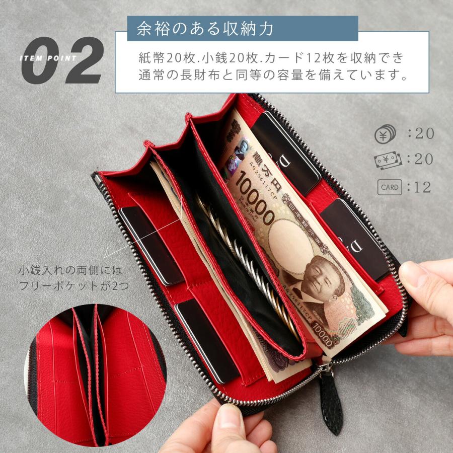 小さい長財布 レザー 本革 メンズ バッファローレザー コンパクト