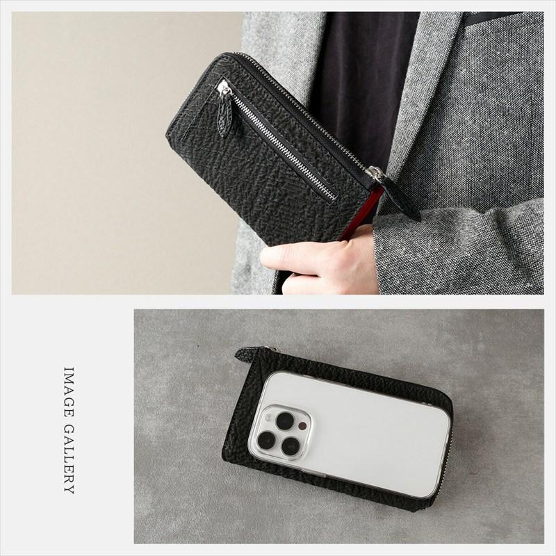 サメ皮 シャークスキン ラウンドファスナーウォレット メンズ長財布