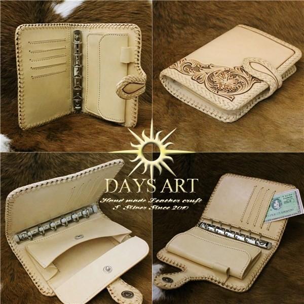 DAYSART 手帳カバー レザー 本革 手彫りフラワーカービング DAYSART 手帳カバー レザー 本革 手彫りフラワーカービング