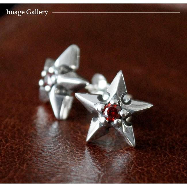 ピアス シルバー925 メンズ レディース スターモチーフ 星 レッド