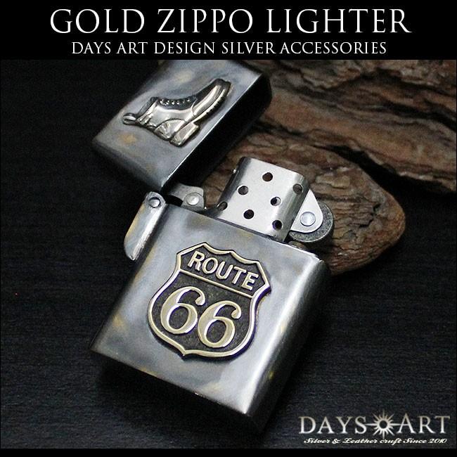 ZIPPO ライター オイルライター ブラス アーマージッポー ルート66 バイカー ブーツ アンティーク加工 good vibrations グッドバイブレーション｜asianarts