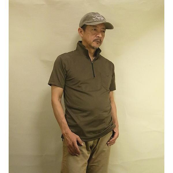 ジップTシャツ メンズ ジップポロシャツ兼用 無地 半袖 スタンド