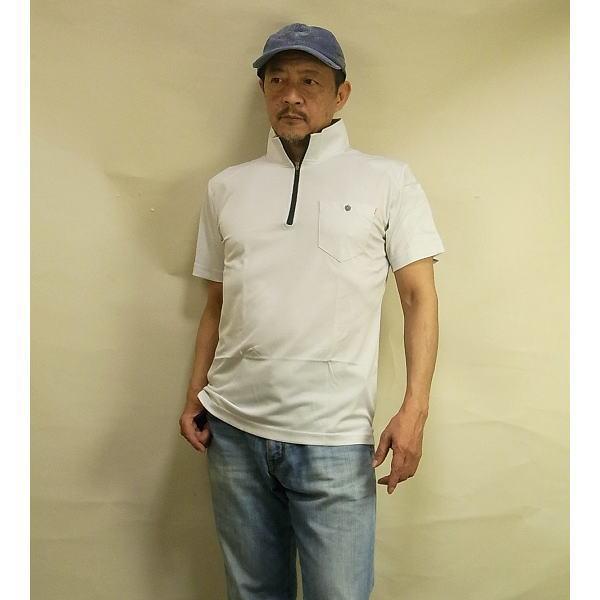 ジップTシャツ メンズ ジップポロシャツ兼用 無地 半袖 スタンド