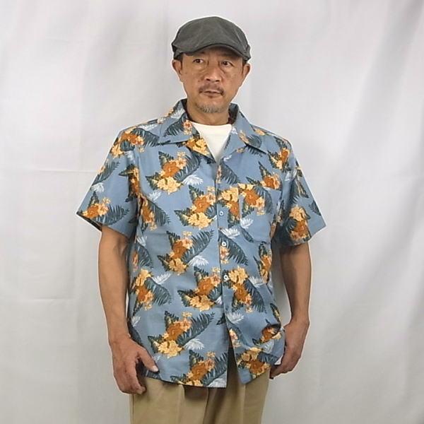 アロハシャツ メンズ 半袖 綿100% M L LL リゾート柄 トロピカル柄