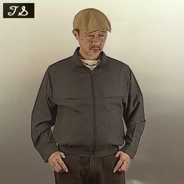 スイングトップ メンズ シニア向け 春物 形態安定 杢生地 太め 薄手