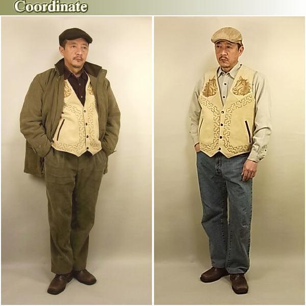 レザー ベスト メンズ 秋冬物 馬革 本革 スエード ウエスタン メキシコ