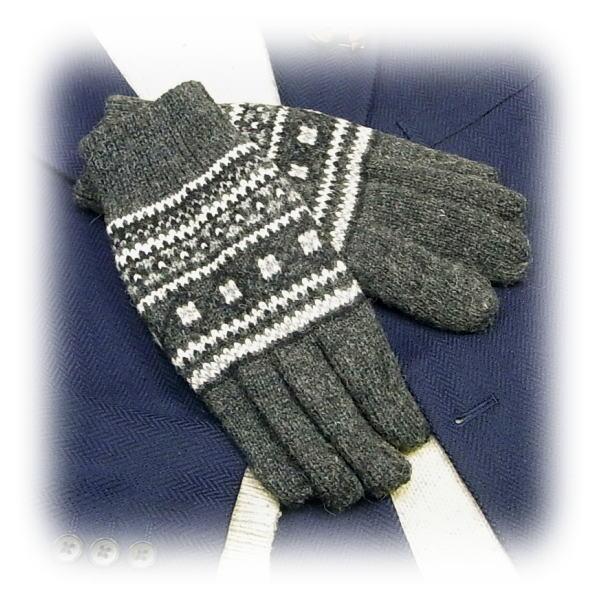 ニット手袋 メンズ ウール 毛 防寒素材 シンサレート ノルディック柄