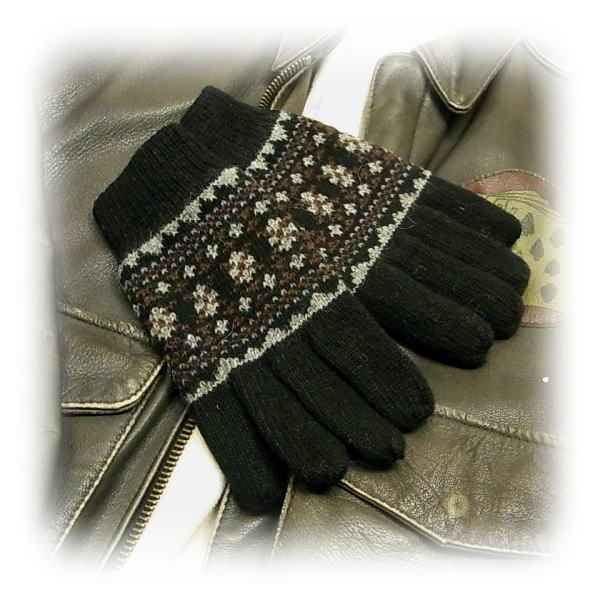 美品♪男性用のあたたかアクリルニット手袋【シンサレート Thinsulate】 ニット手袋 メンズ ウール 毛 防寒素材 シンサレート ノルディック柄