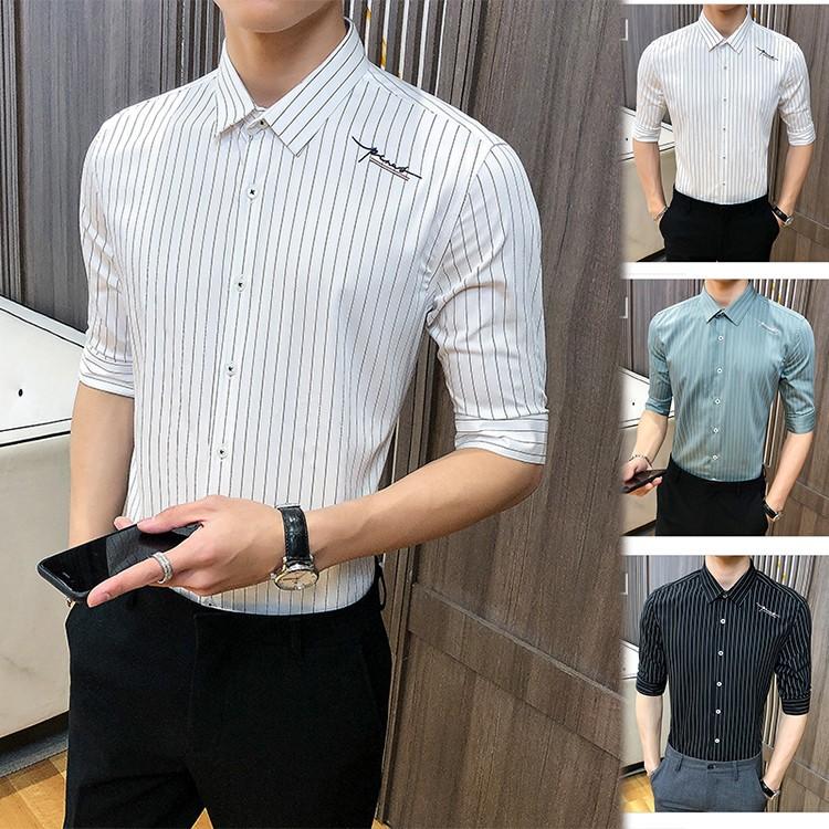 五分袖 5分 シャツ メンズ Yシャツ ビジネスシャツ ワイシャツ 五分袖 5分 シャツ スリム トップス お兄系 Abz Harvest Shop 通販 Yahoo ショッピング