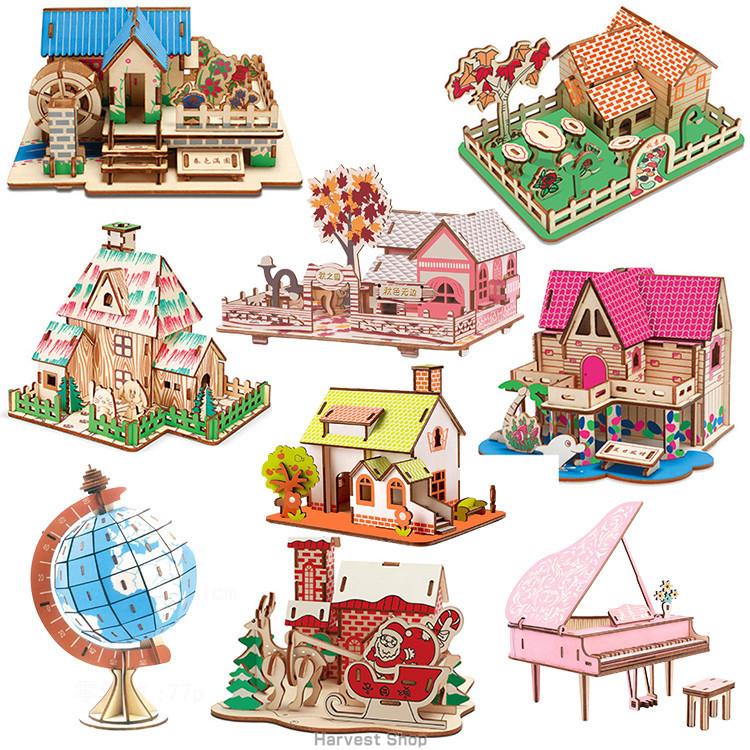 立体パズル 子供向け 知育玩具 木製 組み立て 建物 ウッドパズル 3d Diy パズル プレゼント おもちゃ Abz Harvest Shop 通販 Yahoo ショッピング