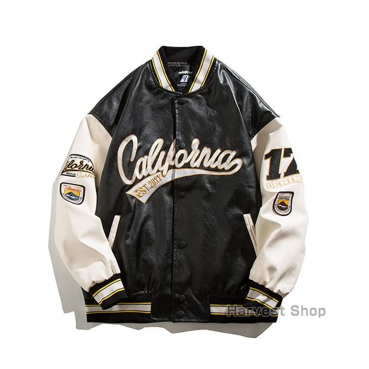 スタジャン メンズ 革 大きいサイズ ジャケット 革ジャン レディース 長袖 春秋冬 ビンテージ 配色 スタジアム ジャンパー レザー 秋物 Abz Harvest Shop 通販 Yahoo ショッピング