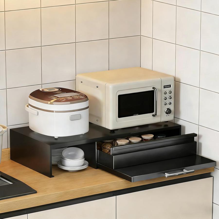 家電下収納 キッチン レンジ台 電子レンジ下ラック キッチン収納 伸縮