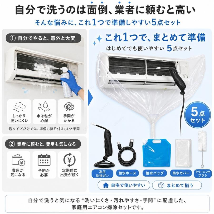 5点オールインワン・全メーカー対応】エアコン洗浄セット エアコン掃除