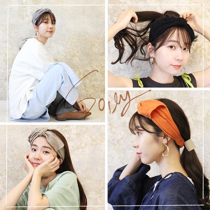 リネンガーゼ　アレンジロングリボン　ターバン 新作 ワインレッド 顔まわりフラット ロングリボンアレンジ帽子