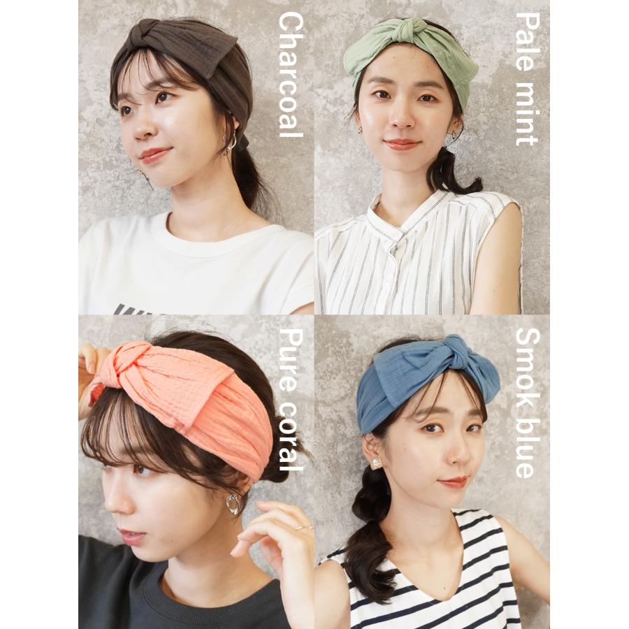 ヘアバンド レディース 綿100 リボン ターバン ヘアターバン 幅広