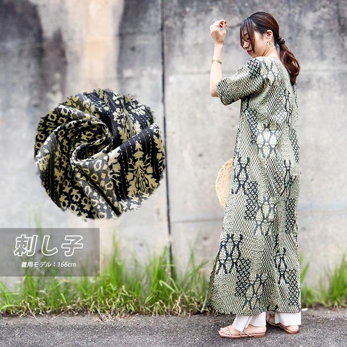 ワンピース レディース 半袖 夏 ロング丈 インド綿 コットン 綿100 A