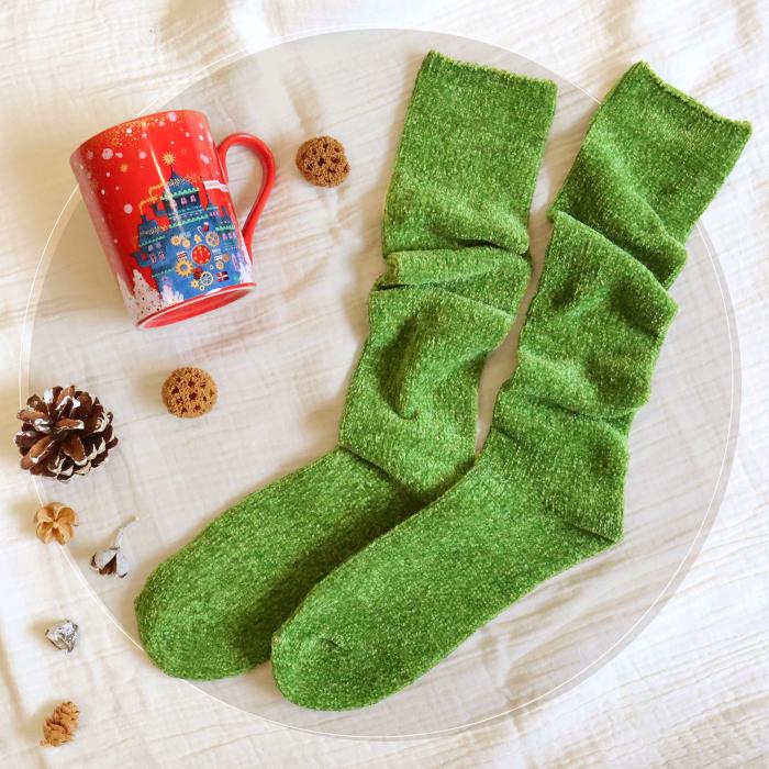 靴下 もこもこ靴下 ふんわり ハイソックス 秋冬 ふわもこ くしゅくしゅ