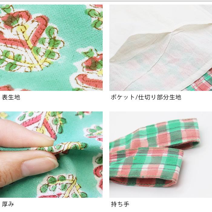 トートバッグ フラワー チェック ロゴ ブロックプリント エスニック