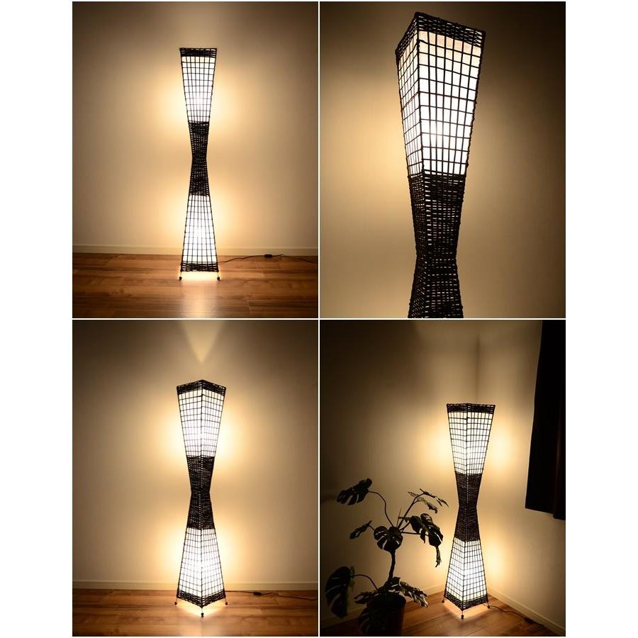 フロアライト フロアランプ ラタンくびれ アジアンランプ スクエア LAM